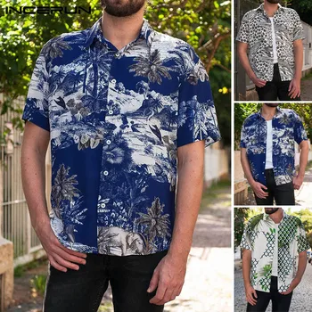 NOI Tropicale Tricouri de sex Masculin Tee Topuri Streetwear Cămașă Bărbați Îmbrăcăminte de Vară Rever se Potrivesc Vrac Plajă din Hawaii, Vacanta, 5XL Combinezon Om