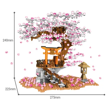 City Street View Idee Sakura Stand Inari Shrine Cărămizi Prieteni DIY Cherry Blossom Peisaj Casa Bloc Jucarii pentru Fete