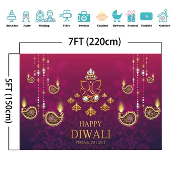 NeoBack Fericit Diwali Fondul Picătură de Apă Diamond Model Retro Roșu Fotografie Fundal Flori Festival de Lumini Petrecere Medii