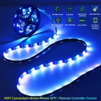 2835 Benzi de Lumină LED de Control Wifi Iluminat de Noapte Pentru Petrecerea de Craciun Muzica KTY Decorare Camera RGB Panglică Lampa Șir Infraroșu