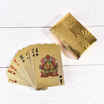 Aur/Negru O Punte Folie de Aur de Poker din Plastic Carti de Poker Impermeabil de jocuri de Noroc Tabla de joc de Poker 87*57*0.32 MM
