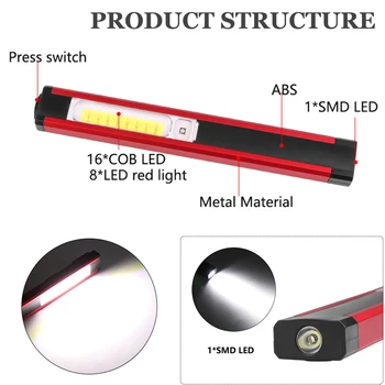 Puternic Strălucitoare de Lumină Portabile, Lanterna LED COB Lanterna Magnetica Lampa 4 Modul IPX-6 rezistent la apa USB Reîncărcabilă de Inspecție Lumină