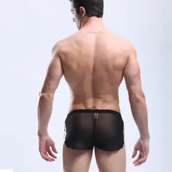 Super film Porno Subțire Mens Perspectivă Lenjerie Sexy Matase de Gheață Boxeri pantaloni Scurți Transparent Joase Trunchiuri Respirabil Bărbați Cueca Chilotei