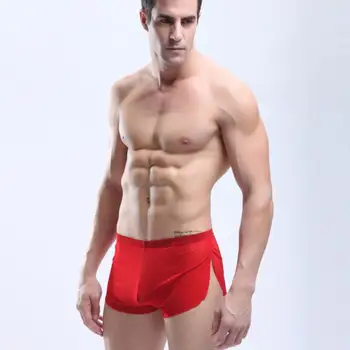 Super film Porno Subțire Mens Perspectivă Lenjerie Sexy Matase de Gheață Boxeri pantaloni Scurți Transparent Joase Trunchiuri Respirabil Bărbați Cueca Chilotei