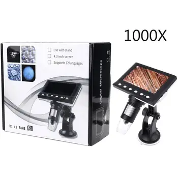 1000X Digital Microscop Electronic Video, Microscoape de 4.3 Inch LCD Lipit USB Microscop Telefon Reparații Lupa Stand