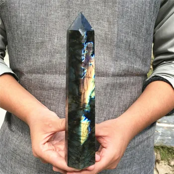 850 g/1000g Naturale Labradorit Obelisc Cristal de Cuarț Bagheta Punct de Piatră prețioasă de Vindecare