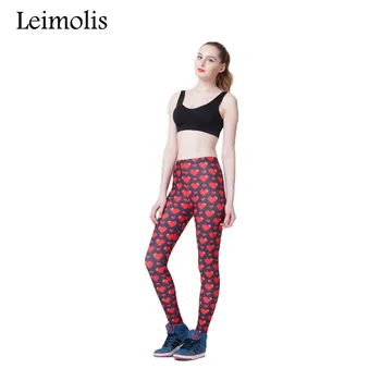 Leimolis 3D imprimate de fitness push-up antrenament jambiere femei gotic pixel inima rosie plus dimensiune Talie Mare pantaloni punk rock