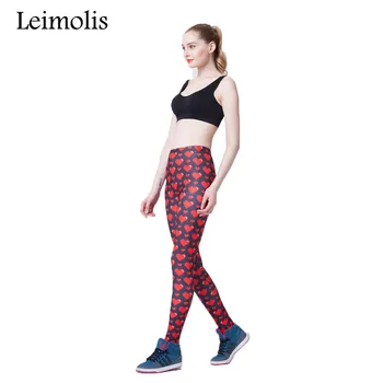 Leimolis 3D imprimate de fitness push-up antrenament jambiere femei gotic pixel inima rosie plus dimensiune Talie Mare pantaloni punk rock