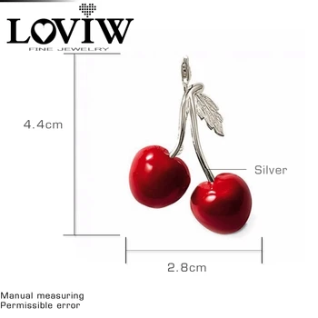 Pandantive Roșii Cherry Argint 925 Pentru Femei Cadou Romantic European Stil PUNK Moda Bijuterii se Potrivesc DIY Colier