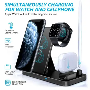 10W Qi Wireless Charger Pentru iPhone 12 11 XS XR Samsung S10 S20 Apple iWatch SE 6 5 4 3 2 Airpods Pro 4 in 1 Stație de Încărcare Rapidă