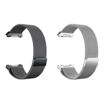 2 Buc pentru Fitbit Ionic Benzi Mari de Înlocuire netic Bucla Curea de mână din Oțel Inoxidabil Trupa,Silver & Black