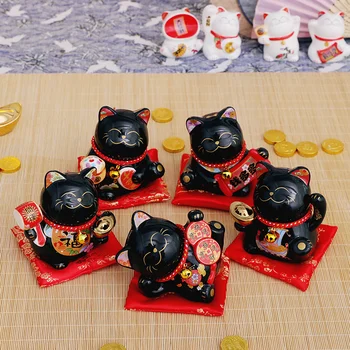 Cat noroc Mici de Decor Ceramic Cadou Creativ Acasă Decorare Birou Decor Avere Cat 4.5 inch Feng shui acasă