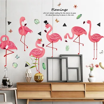 Copii Flamingo Decal Autocolant Flamingo Tropicale Yeti Autocolant de Perete cu Fluture Colorat Pepinieră Cameră Childroom Dormitor Fete