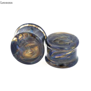 Leosoxs 2 buc de Sticlă, Dopuri de Urechi Indicatoare Cercei Femei Bărbați Ureche Plug Trup Tunel Piercing Ureche Expander Piercing Bijuterii