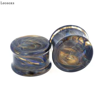 Leosoxs 2 buc de Sticlă, Dopuri de Urechi Indicatoare Cercei Femei Bărbați Ureche Plug Trup Tunel Piercing Ureche Expander Piercing Bijuterii