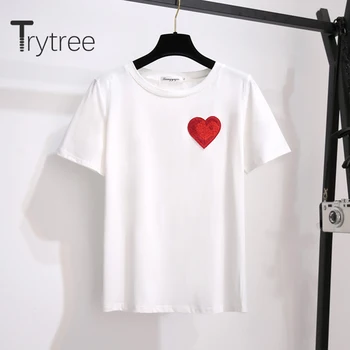 Trytree de Vară 2020 Femei din două piese set Casual, O-neck Dragoste 2 Culoare T-shirt, Blaturi + Fusta de Moda Broderie Set 2 piese set