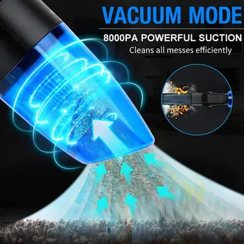 De mare Putere cu Acumulator de Aer Duster & Vid 2-în-1, Wireless Portabil Mini Handheld Vehicul Auto Vacuum Cleaner