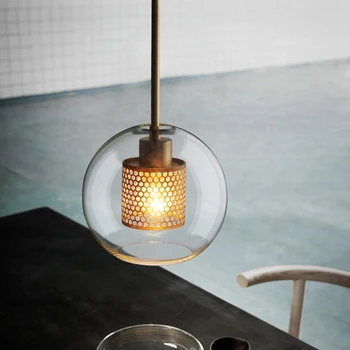 Nordic moderne de sticlă simplă minge singur cap E27 LED lumini pandantiv personalitate iluminat decorativ pentru camera de zi dormitor cafe