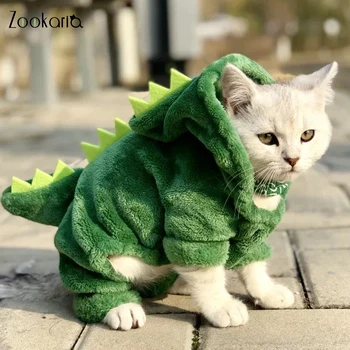 Animal de casă Pisică Haine Dinozaur Amuzant Costume Haină de Iarnă Lână Cald Cat Pânză Pentru Pisici de talie Mică Pisoi Hanorac Catelus Haine XS-XXL