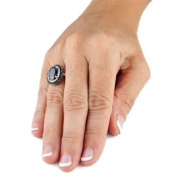 Bague Ringen Creative Spinel Negru Inel Argint 925, Bijuterii Fine Negru Piatră Prețioasă Inele Pentru Femei Ovale În Formă De Zircon Cadou