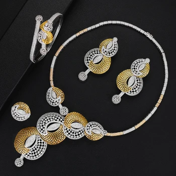 Missvikki de Lux 4BUC Superba de Cercei Brățară Inel Deschis Colier Set de Bijuterii pentru Femei Strălucitor Romantic de Mireasa Cadou de Nunta