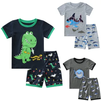 2020 moda jocuri pentru copii haine baieti haine de Desene animate de Imprimare Snug-Fit Pijama Set Haine Haine de Vară детские вещи t5