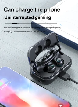 G08 TWS Negru Bluetooth 5 Cască fără Fir Earbuds Headphons 2 in 1 Banca de Putere HiFi Impermeabil Joc de Sport Cu Display LED