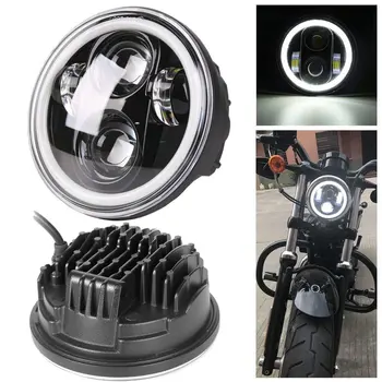 5.75 Inch Led Faruri Inel Alb luminile de zi Angel Eyes Pentru Harley Sportster pentru Turism pentru Super Dyna Glide 5 3/4