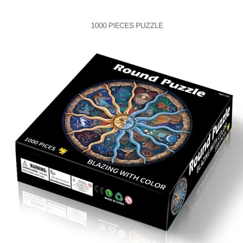 1000 Piese Puzzle-uri Puzzle Rotund Zodiac Podea, Puzzle Copii pentru Cadou Creativ Decor Acasă - Douăsprezece Constelații