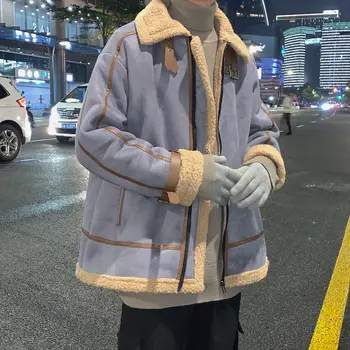 2020 Iarna de Moda pentru Bărbați de Lână de Bumbac căptușit Haine Îngroșat Pardesie La Cald Miel Parka cu Guler Rever Zăpadă Jachete M-XL