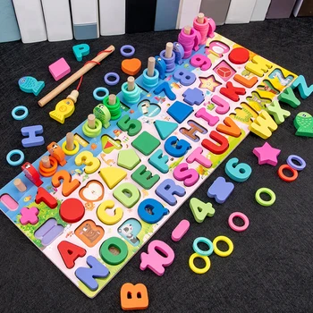 Noi Montessori Educative Jucarii din Lemn forme Geometrice Cunoaștere Jucarii Puzzle Matematica Jucarii Devreme Jucării Educative pentru Copii de Cadou