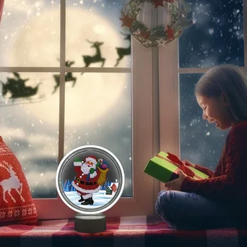 Moș Crăciun DIY Speciale în Formă de Burghiu cu Diamant Pictura LED Mozaic Decor Lampa de Acasă Lumina de Noapte Cadou de Crăciun