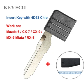 Keyecu Netăiat Inteligent Prox Card de Urgență Lama Blank Introduceți Cheia cu 4D63 Chip pentru Mazda CX-7 CX-9 MX-5 RX8 2006 2007 2008 09 2010