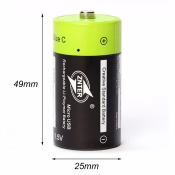 2 buc ZNTER Dimensiune C 1,5 V 3000mAh baterie Reîncărcabilă Litiu-Polimer Baterie Încărcată prin Cablu Micro USB Picătură de transport maritim