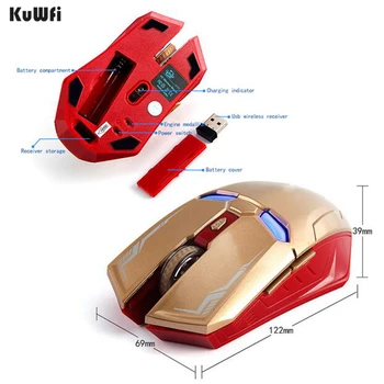 KuWFi Wireless Gaming Mouse 2.4 G cu USB Nano-Receptor pentru Laptop,Computer, Macbook,Notebook-uri,3 DPI Ajustare Niveluri