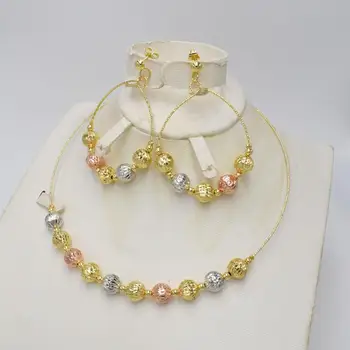 Mireasa seturi de bijuterii Africane șirag de mărgele colier de nunta set de bijuterii de moda de aur din dubai set de bijuterii pentru femei colier hoop cercei