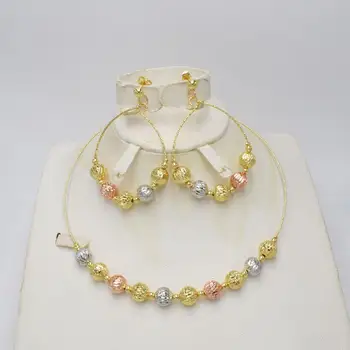 Mireasa seturi de bijuterii Africane șirag de mărgele colier de nunta set de bijuterii de moda de aur din dubai set de bijuterii pentru femei colier hoop cercei