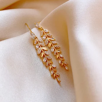 Mult cupru rafinat zircon incrustate grâu ureche cercei temperament elegant, de moda de sex feminin coreeană bijuterii