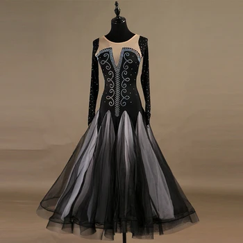 Vals rochie de bal rochie cu plasmă ballo liscio donna negru rochie dans standard mq038