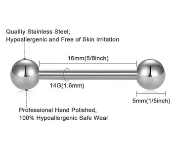 JFORYOU 8PC 14G 316L din Oțel Inoxidabil Biberon Biberon Piercing Barball Bar CZ Femei Body Piercing 4 Stiluri