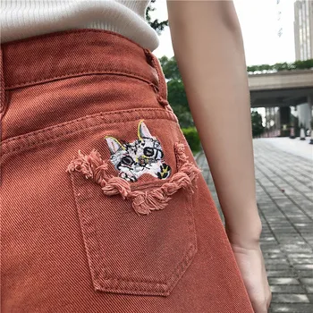 2 Culori De Vara Noi Harajuku Pisica Drăguț Brodate Pantaloni Scurți Din Denim Pentru Femei Talie Mare Pol De Dans Pantaloni Largi Picior Pantaloni Scurți Mujer