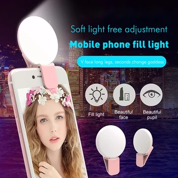 Mini Q Selfie Inel de Lumina Portabil LED Flash USB Clip Telefon Mobil Pentru Fotografie de Noapte Lumina de Umplere Pentru IPhone Pentru Samsung