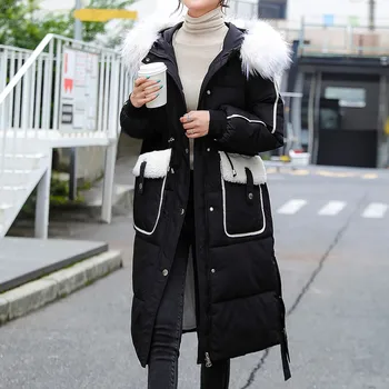 Femei de moda de Iarna cu Maneci Lungi Guler de Blană Culori Solide cu Gluga Captusit Blana Lunga Casual Ține de Cald Hanorace, Îmbrăcăminte exterioară Plus Dimensiune#g3