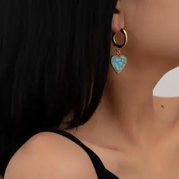 Kpop Drăguț Coreeană Inima Picătură Cercei Femei Nou Brand De Moda Manșetă De Ureche Piercing Legăna Cercei Cu Piatra Verde De Anul Nou De Bijuterii Cadou