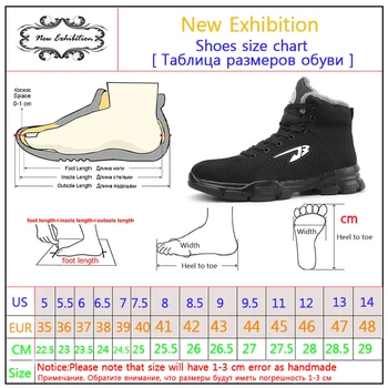Noua expoziție Pantofi de Lucru Cizme de Siguranță 2019 Moda de Iarnă Bărbați Anti Zdrobitor de Bumbac Oțel Degetul Mare Sus Cizme în aer liber Pantofi de Siguranță