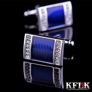 KFLK bijuterii NOI butoni camasa pentru barbati cadouri de Brand butonul Crystal cuff link-uri de Înaltă Calitate, Albastru abotoaduras Bijuterii