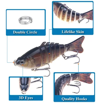 2 BUC de 10 cm de Pescuit Nada 7 Segmente Multi Dinti Pește Greu Nada de Pescuit Artificiale Pește Realiste YS-CUMPARA