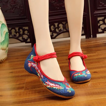 Primavara-Vara Size35-41 Femeie Plat Pantofi Vintage Flori Broderie Pantofi Femei Chineze Vechi Peking Casual Pânză Pantofi De Dans