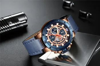 NOI NAVIFORCE Noua Moda Mens Ceasuri de Top de Brand de Lux Militare Cuarț Ceas Piele Sport Impermeabil Ceas Cronograf Bărbați