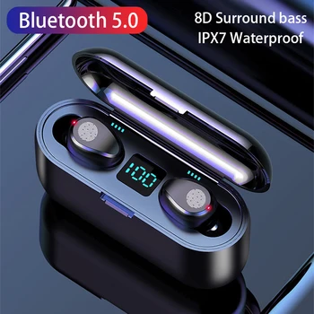 TWS Căști fără Fir Bluetooth 5.0 Stereo Wireless Căști Căști Mini Sport Cască LED Cu Putere Banca
